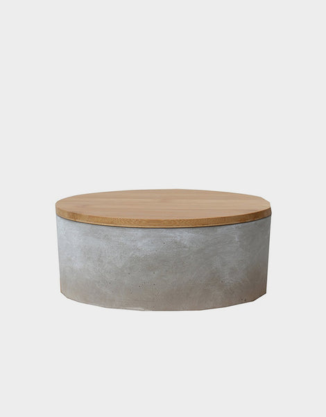 Round Cement Container with Bamboo Lid